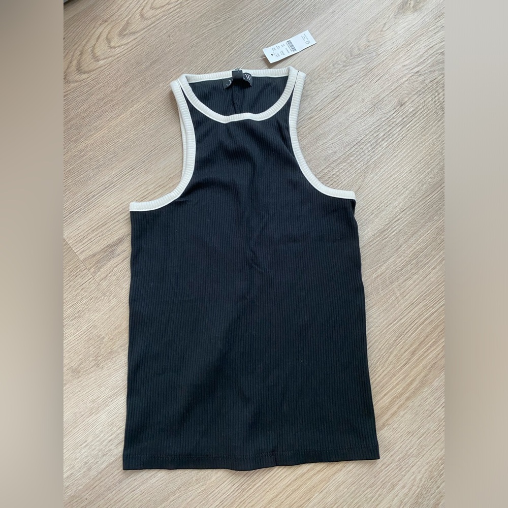 J.crew vintage rib high-neck tank top with contrast trim